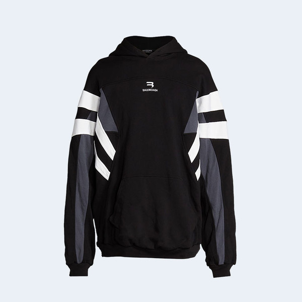 발렌시아가 스포츠 B 스트라이프 후드