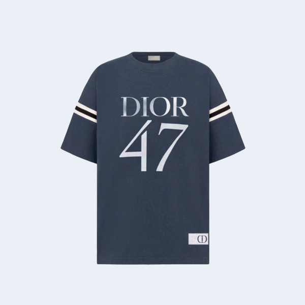디올 슬러브 코튼 저지 티셔츠 네이비