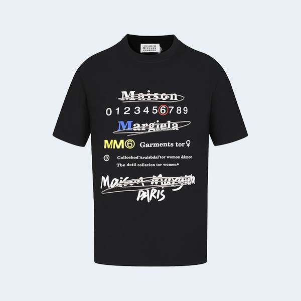 메종 마르지엘라 멀티 컬러 로고 티셔츠 블랙