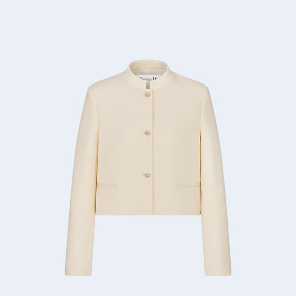 디올 에크루 울 실크 크롭 자켓