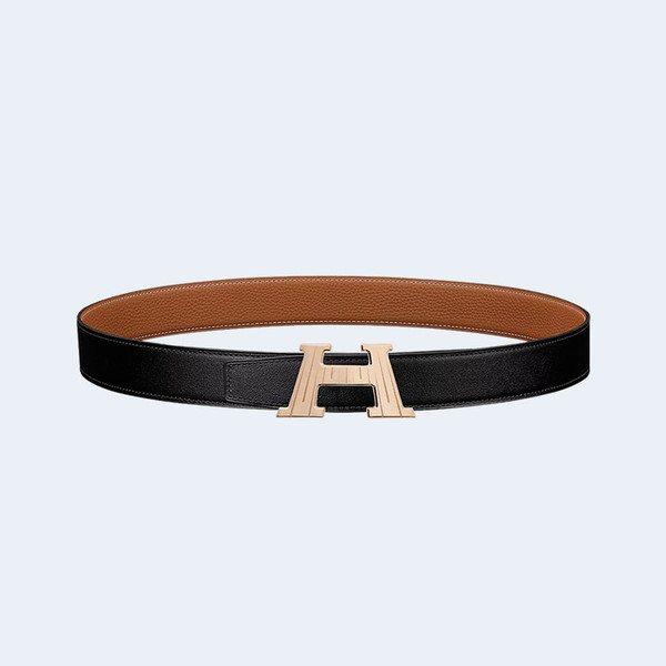 에르메스 H 토고 브라운 벨트 금장 32mm
