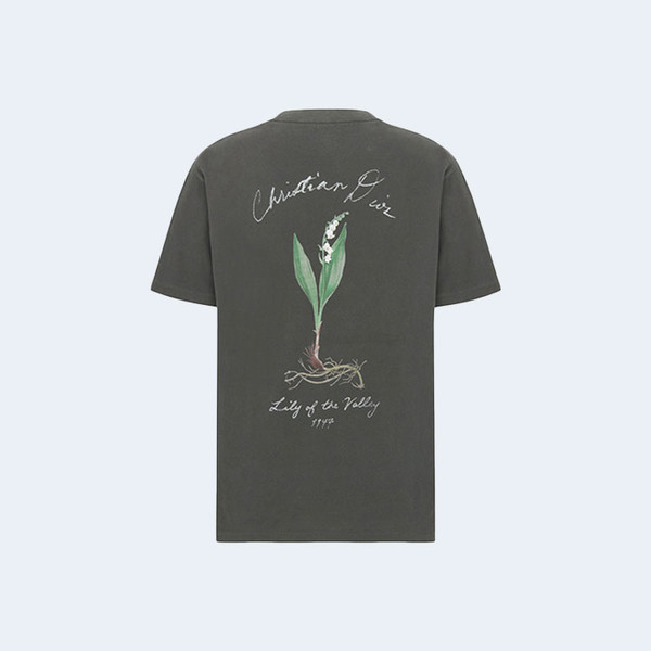 디올 핸드라이팅 캐주얼 핏 티셔츠 그레이