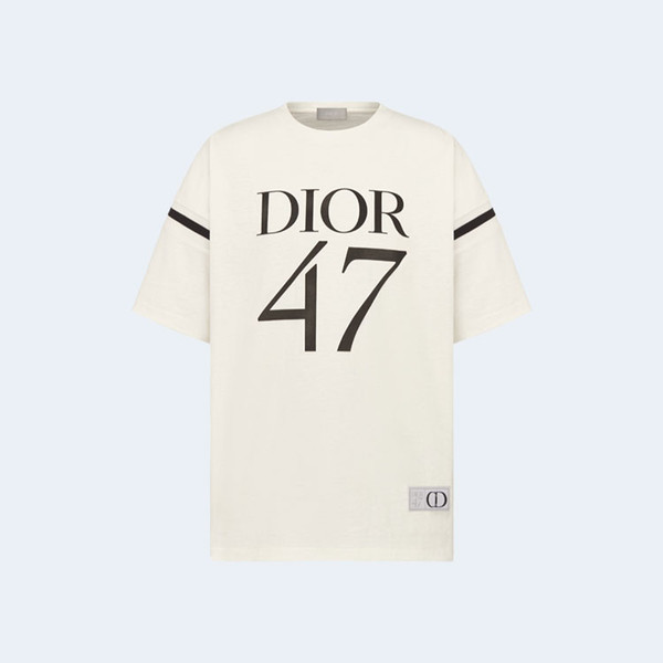 디올 화이트 슬러브 코튼 저지 오버사이즈 티셔츠