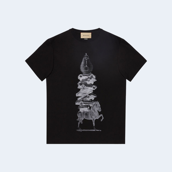 구찌 코튼 저지 프린트 티셔츠