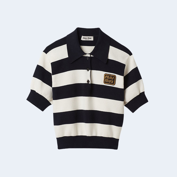 미우미우 골지 니트 폴로 셔츠
