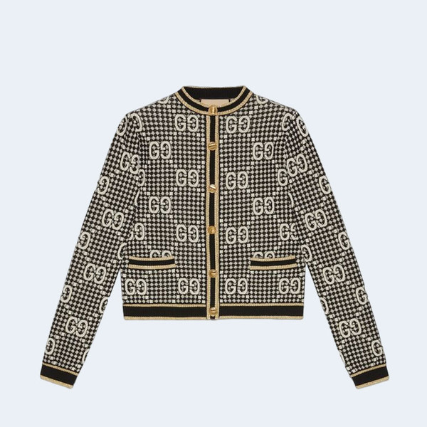 구찌 GG 울 블렌드 자카드 가디건