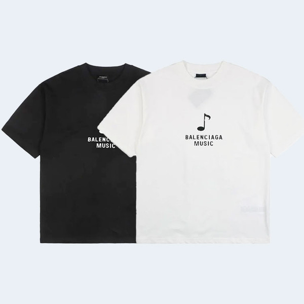 발렌시아가 뮤지컬 노트 포트레이트 프린트 티셔츠