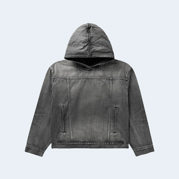 발렌시아가 디스트레스드 데님 후디