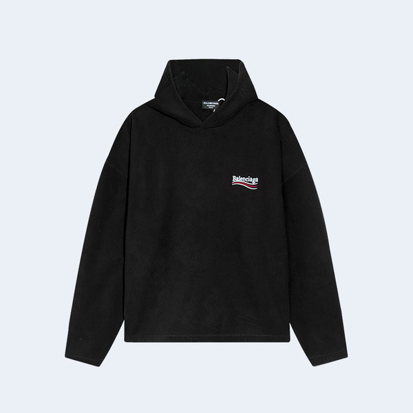 발렌시아가 폴리티컬 웨이브 로고 후드 블랙