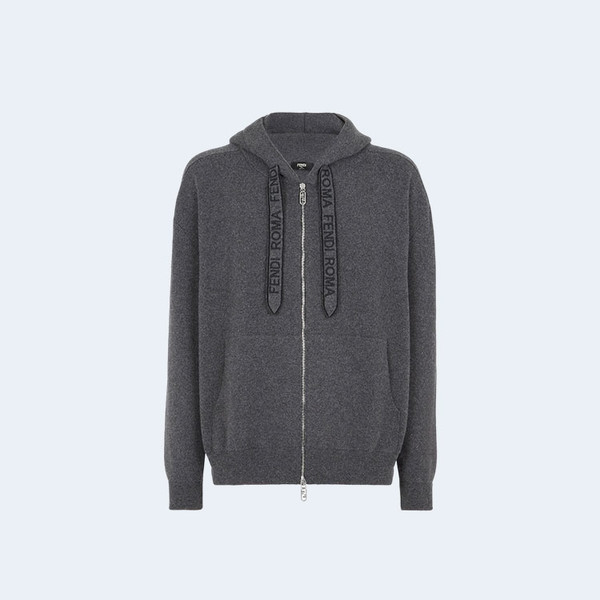 펜디 그레이 캐시미어 후드 카디건