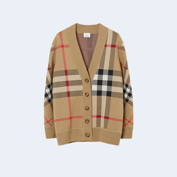 버버리 체크 울 블랜드 가디건