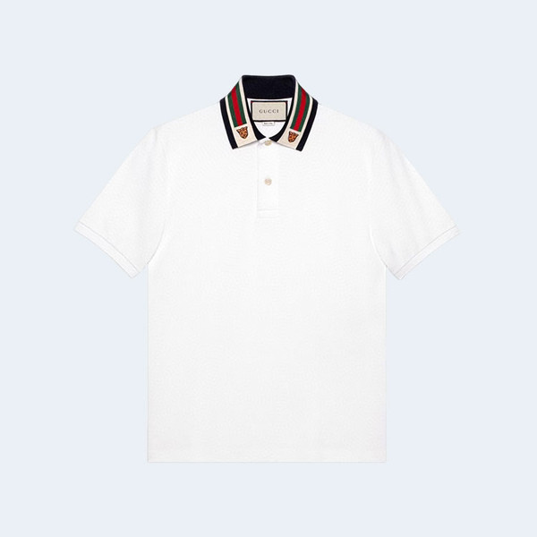 구찌 웹 앤 펠린 헤드 폴로 셔츠 화이트