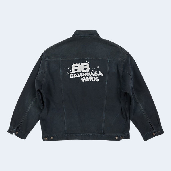 발렌시아가 핸드 드로운 BB 아이콘 오버사이즈 자켓 블랙