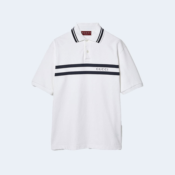 구찌 프린트 코튼 폴로 셔츠