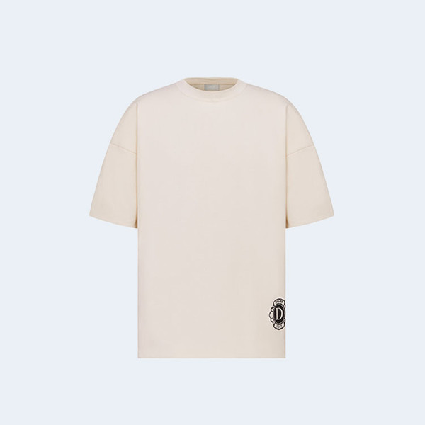 디올 에크루 실크 코튼 저지 티셔츠 화이트