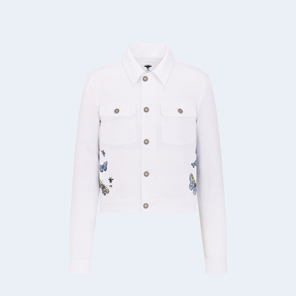 디올 에크루 코튼 데님 버터플라이 자켓 화이트