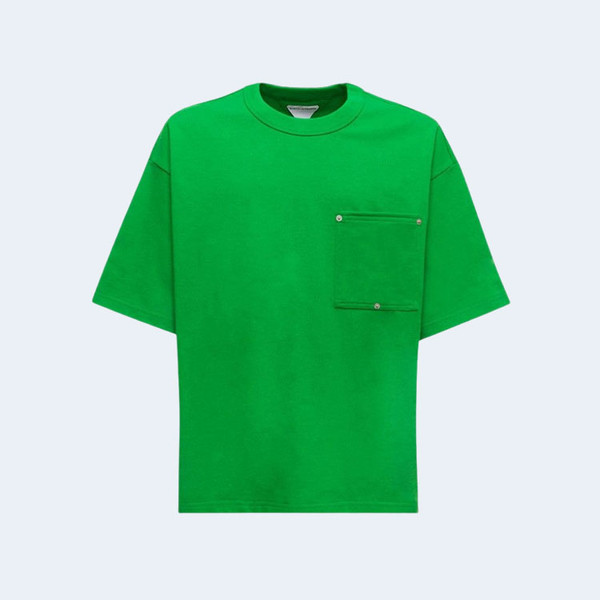 보테가 베네타 헤비 저지 리벳 포켓 티셔츠 그린