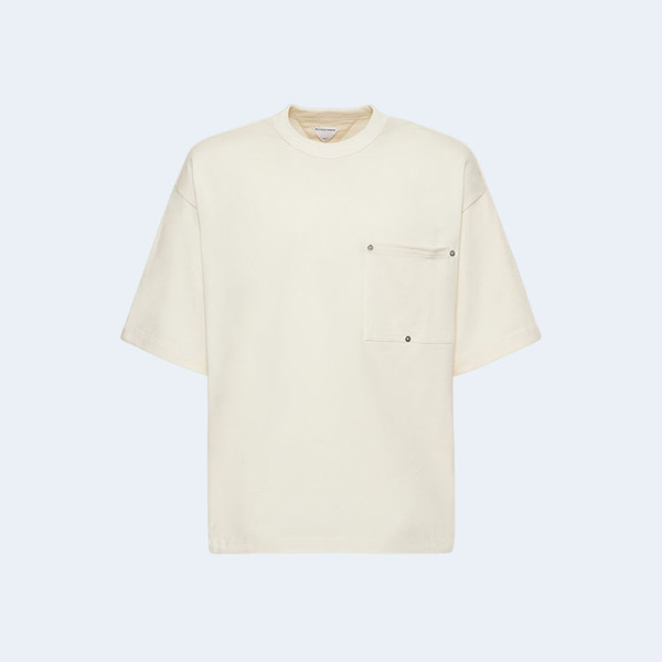 보테가 베네타 헤비 저지 리벳 포켓 티셔츠 화이트