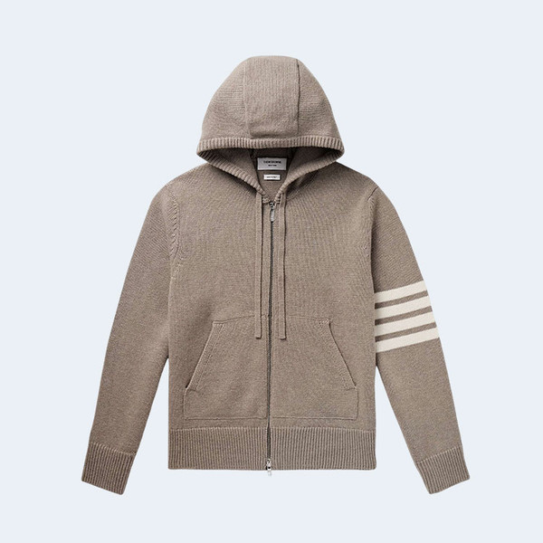 톰브라운 인타르시아 버전 울 집업 후디 베이지