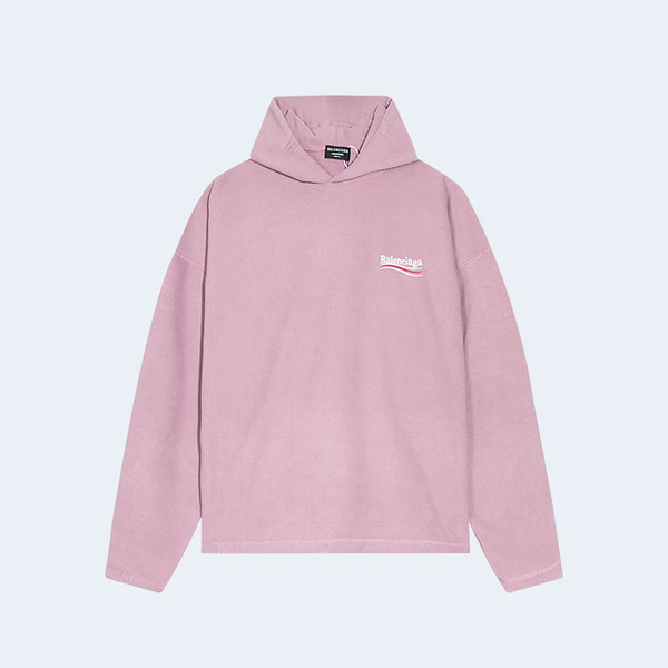 발렌시아가 폴리티컬 웨이브 로고 후드 핑크