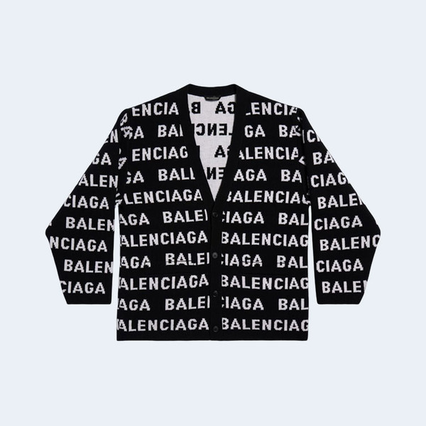 발렌시아가 올오버 로고 울 가디건