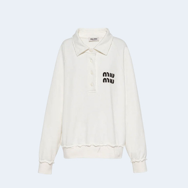 미우미우 코튼 폴로 스웨트셔츠 화이트
