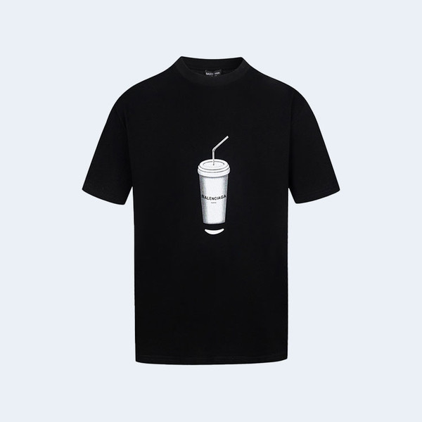 발렌시아가 B family 코크 로고 티셔츠 블랙