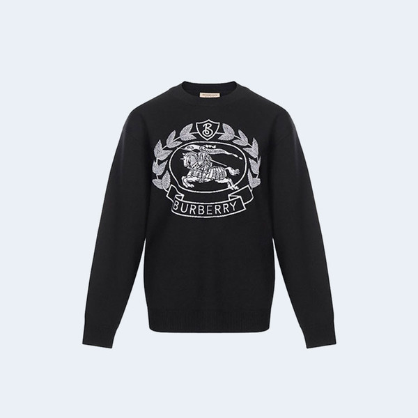 버버리 ekd 울 자카드 오버사이즈 니트 블랙