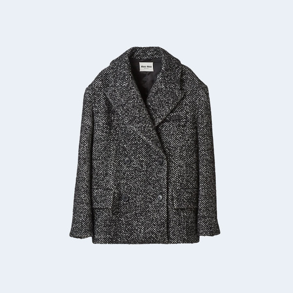 미우미우 더블브레스트 셰브런 자켓