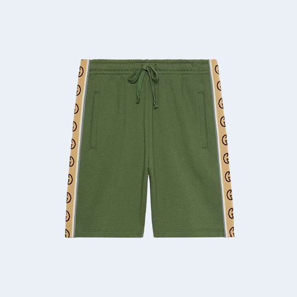 구찌 인터로킹 G 스트라이프 쇼츠 그린