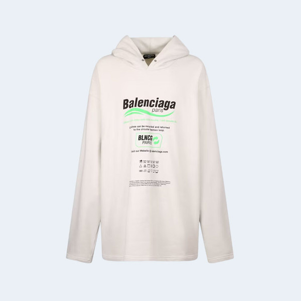 발렌시아가 드라이 클리닝 박시 후디 화이트