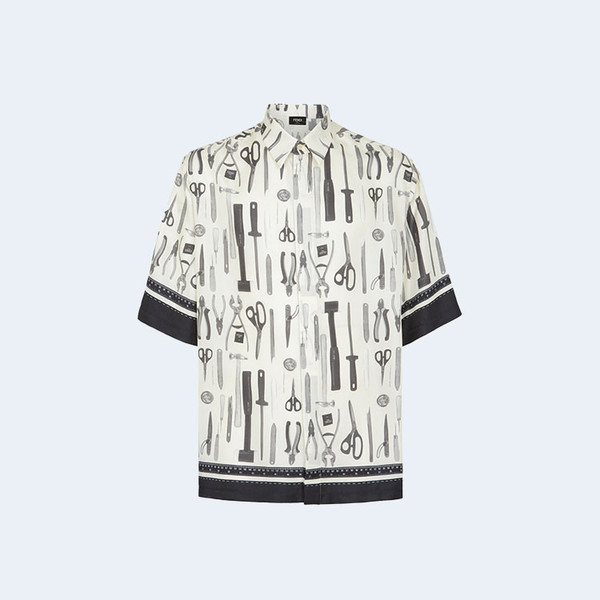 펜디 화이트 실크 셔츠