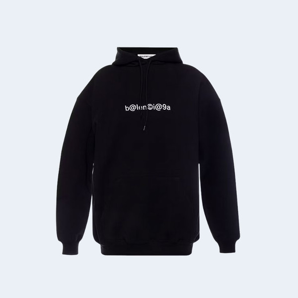 발렌시아가 라지 핏 심볼릭 후디 블랙