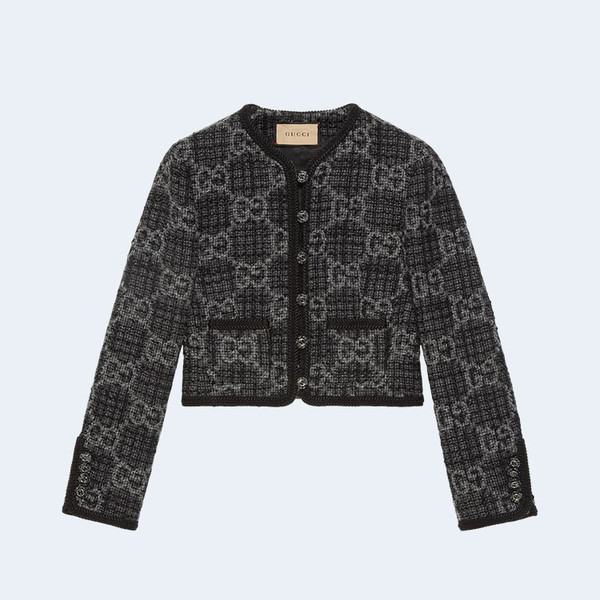 구찌 다크 그레이 GG 트위드 재킷