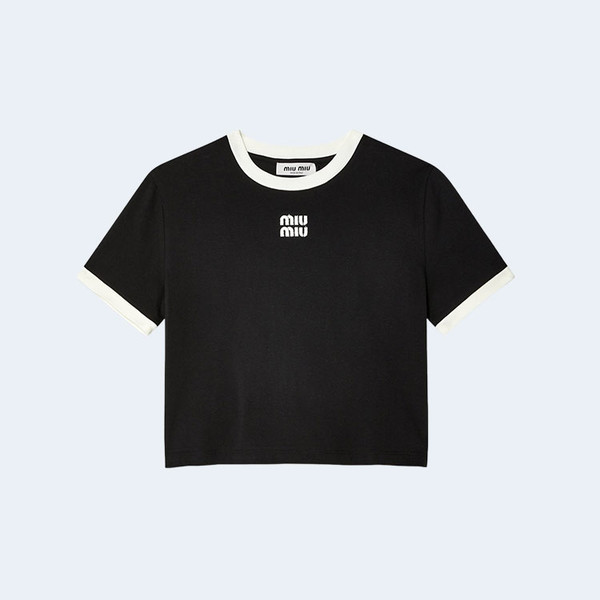 미우미우 코튼 저지 티셔츠
