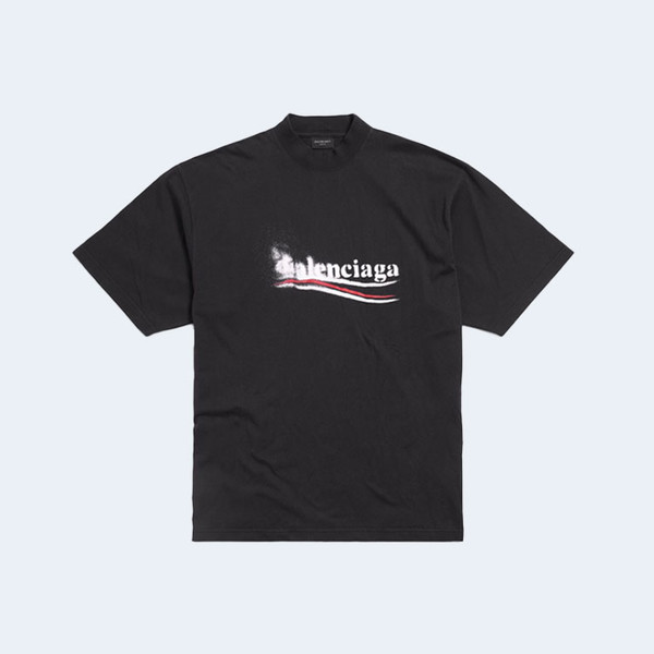 발렌시아가 폴리티컬 스텐실 미디엄 핏 티셔츠 블랙