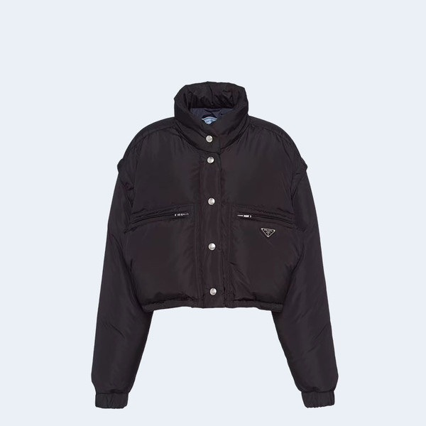 프라다 리나일론 크롭 다운 자켓