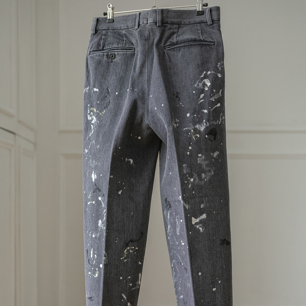 INTÉRIM [인테림] - Milk Paint Used Black Denim 2-Tuck