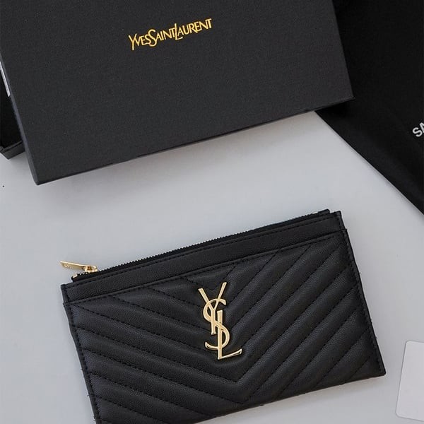 SAINT LAURENT 생로랑 YSL 그랑 드 뿌드르 퀄팅 레더 지퍼 파우치