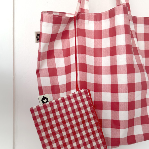 6차 | 빠른배송] Cool Gingham Tote (Large | Navy) : Cool