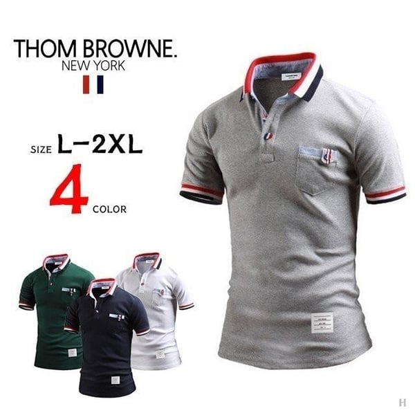 THOM BROWNE 톰브라운 삼선 배색 반팔 카라티