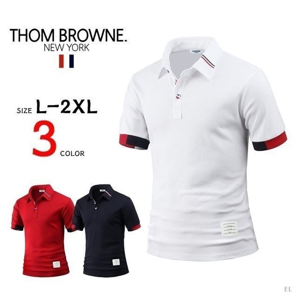 THOM BROWNE 톰브라운 소매 배색 반팔 카라티