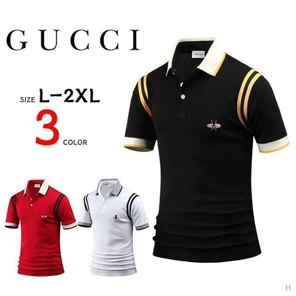 GUCCI 구찌 숄더 테잎 배색 반팔 카라티