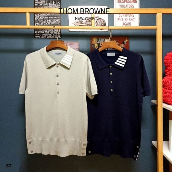 THOM BROWNE 톰 브라운 4선 카라 반팔티