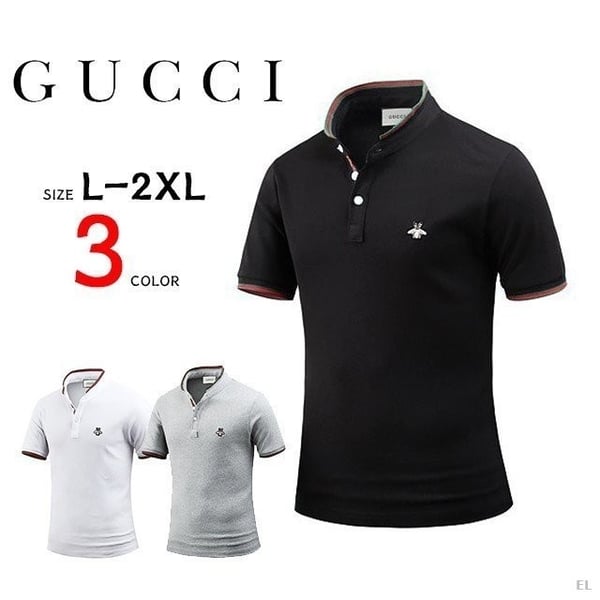 GUCCI 구찌 벌자수 헨리넥 반팔 카라티
