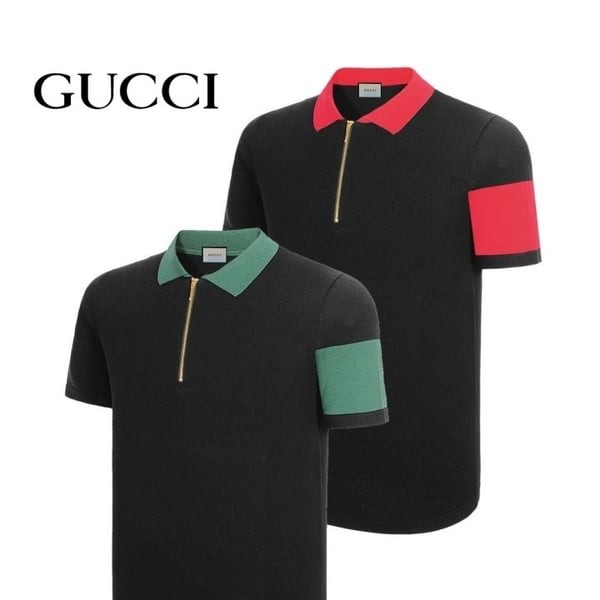 GUCCI 구찌 견장 카라 반팔티
