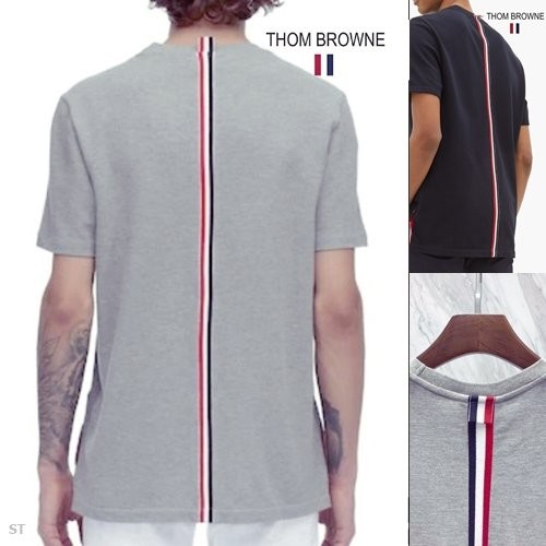 THOM BROWNE 톰 브라운 3선 백스티치 라운드 반팔티