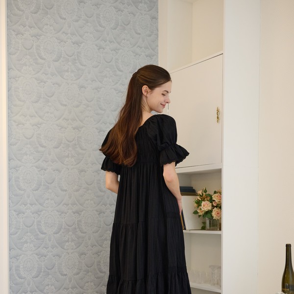 BLACK ELLE SHORT SLEEVE HOME DRESS : DUBLEVE