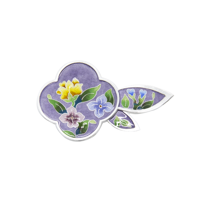 Balloon Flower Silver Cloisonné Spoon & Chopstick Rest (violet)