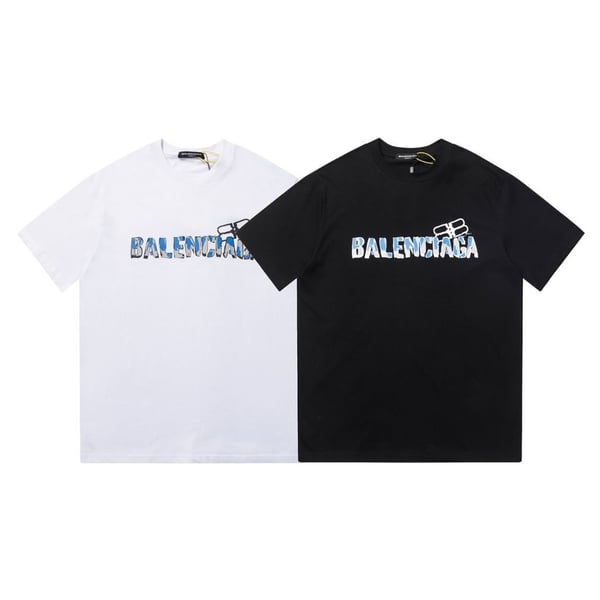 BALENCIAGA 발렌시아가 블루 그라데이션 로고 반팔